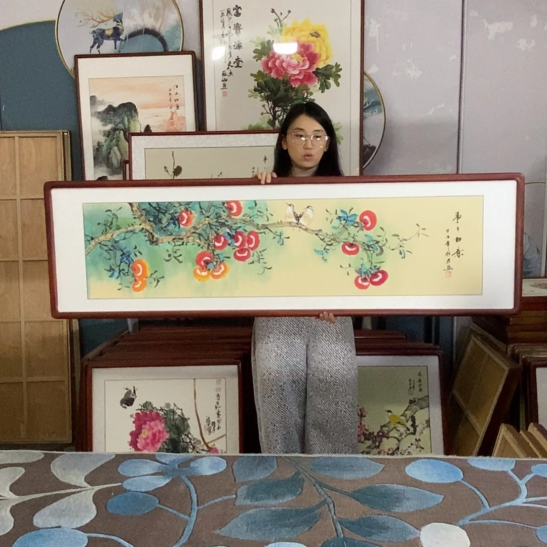 国画手写手绘带框包邮国画作品47✖️162