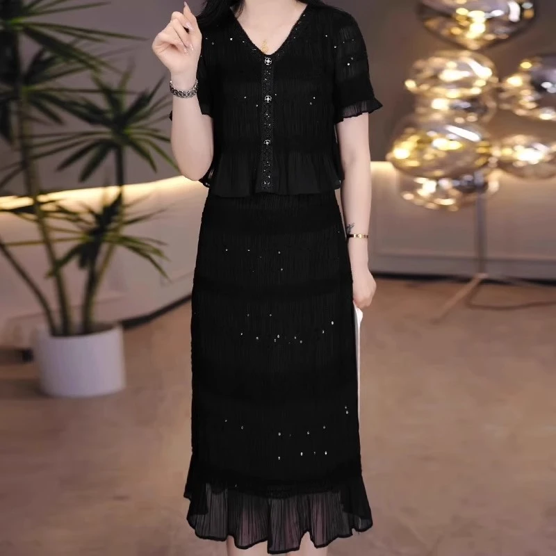 大码女装2025夏季新款时尚收腰显瘦连衣裙胖妹妹高级气质高腰裙子