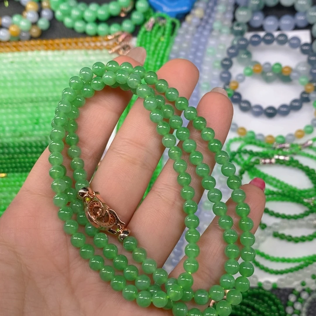 颈饰未镶嵌翡翠缅甸天然翡翠冰种双彩项链5.2