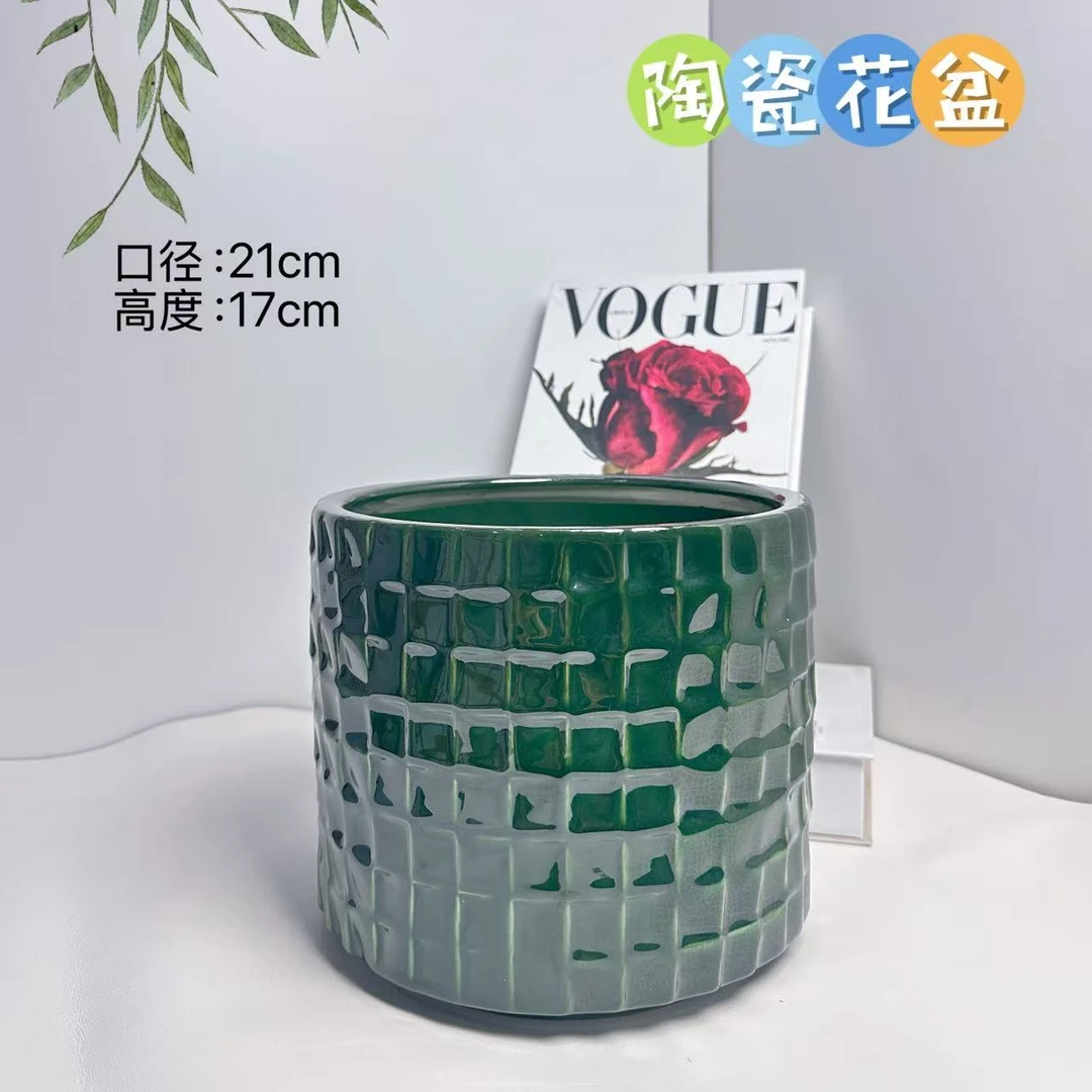 陶瓷花盆森林绿宅寂风做旧风格口径21高度17分蝴蝶兰君子兰蝴蝶兰
