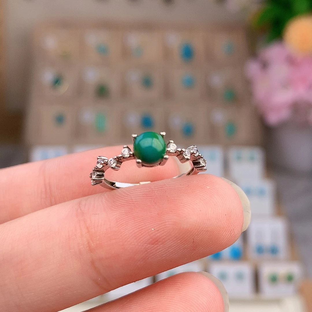 绿松石银S925镶嵌戒指