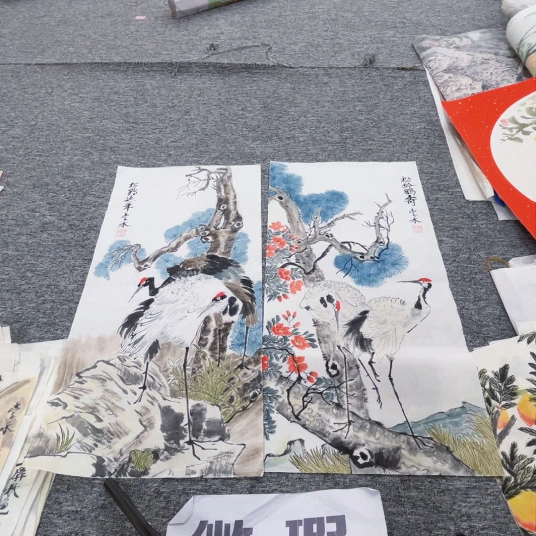 国画姚贵老师四尺四开绘画微瑕两张介意慎拍