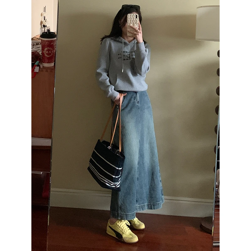 【现货款】花总吖【里摩画廊】经典A版长款牛仔半身裙R425Z00840