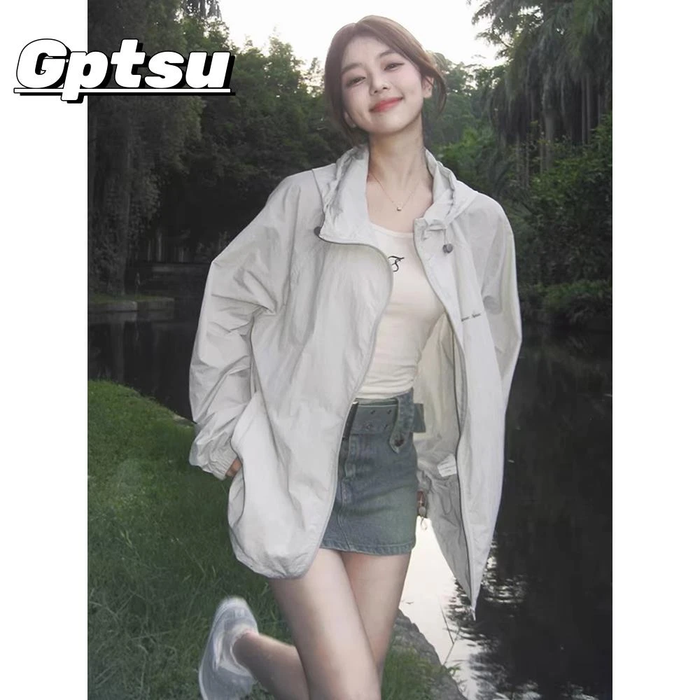 GPTSu好看防晒衣女2025夏季宽松百搭防紫外线薄款户外防晒服外套
