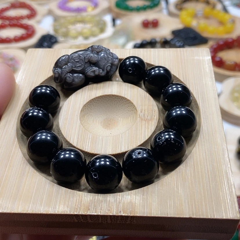 【闪购商品】黑曜岩手链未镶嵌浪***纳172/150