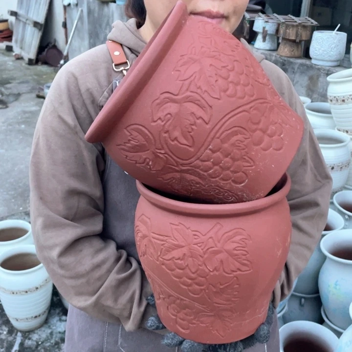 紫砂花盆口19高21瑕疵瑕疵