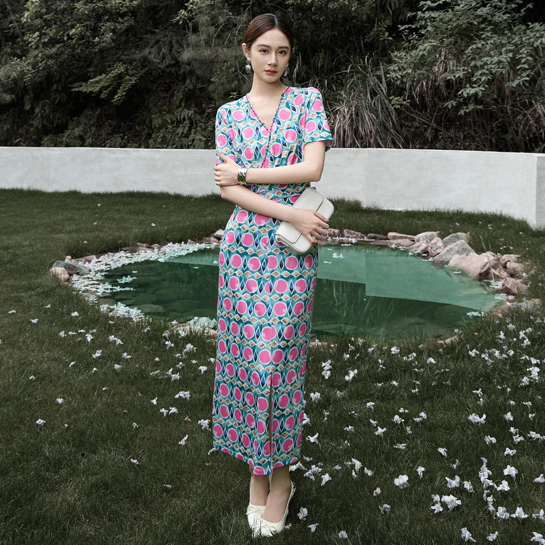 【粉丝专属】马天奴连衣裙气质长裙碎花显瘦时尚连衣裙VHS679DRX0