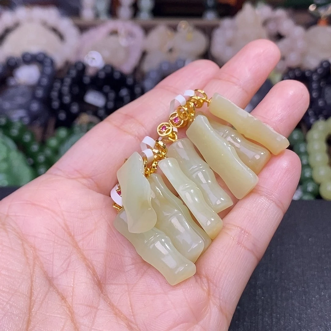 和田玉未镶嵌颈饰多样性发一 925.银糖料竹节