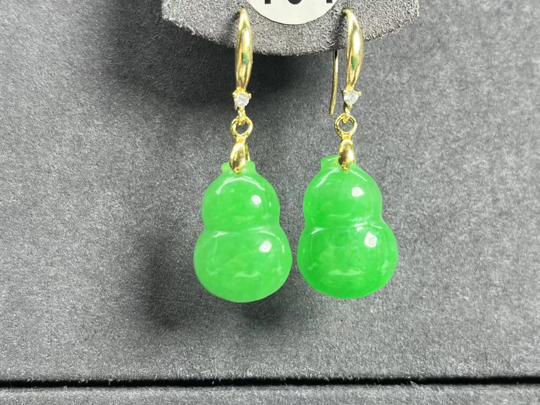 合金珐琅 绿色翡翠葫芦耳饰 经典复古时尚女必备104