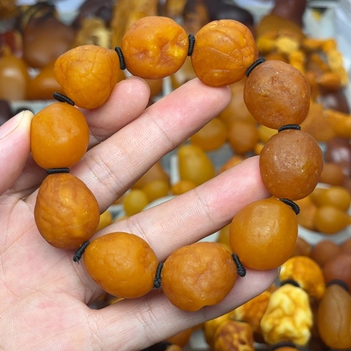 琥珀未镶嵌裸石天然蜜蜡手串