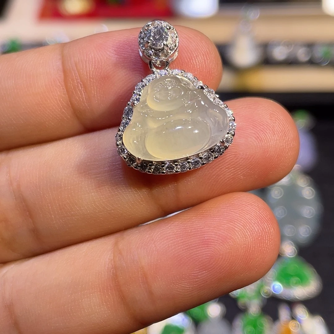 翡翠银S925镶嵌吊坠(不含链)