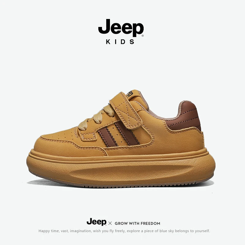 jeep童鞋男童软底板鞋春秋新款儿童运动鞋女童轻便透气跑步小白鞋