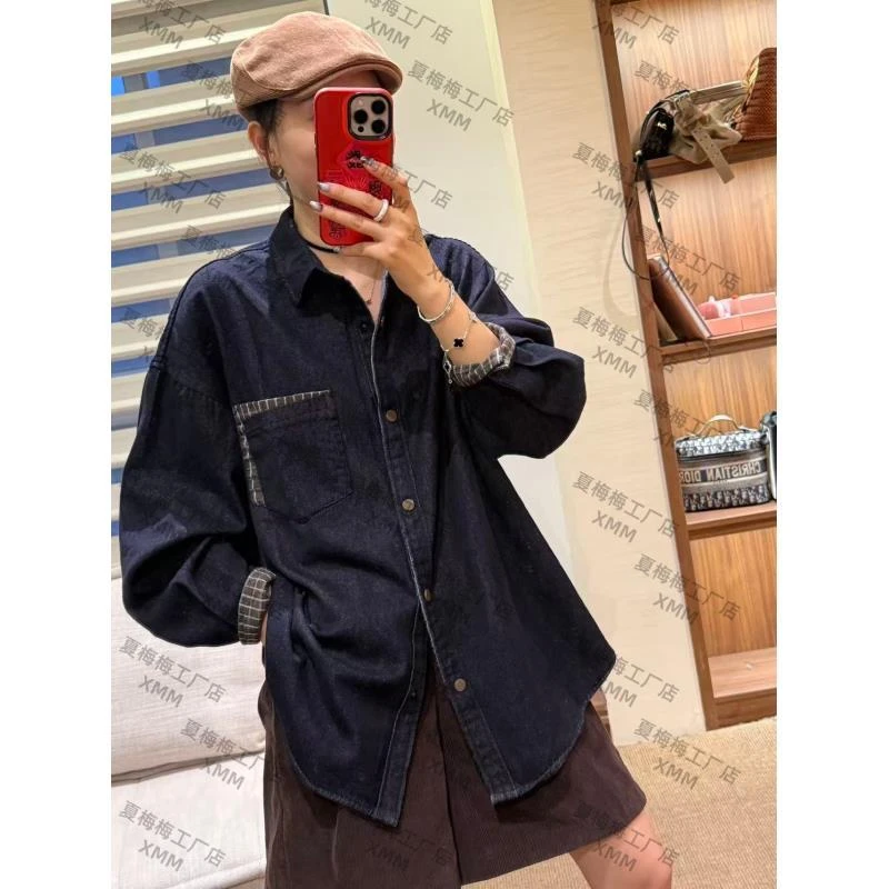 XMM.【磨毛加绒牛仔衬衣】时尚百搭潮流显瘦洋气宽松休闲韩版G82320