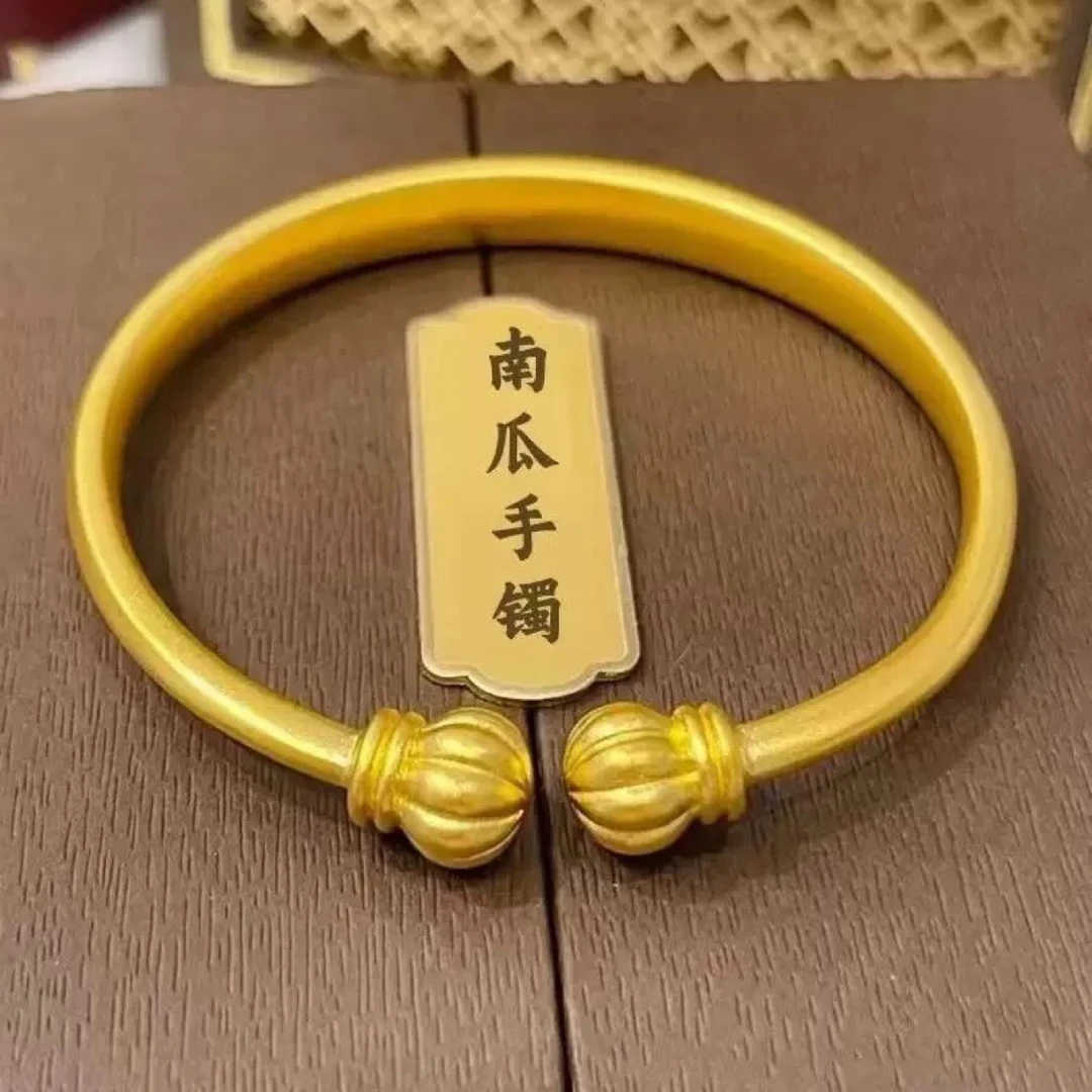 铜合金手镯 南瓜手镯时尚开口百搭南瓜头镯子简约精致