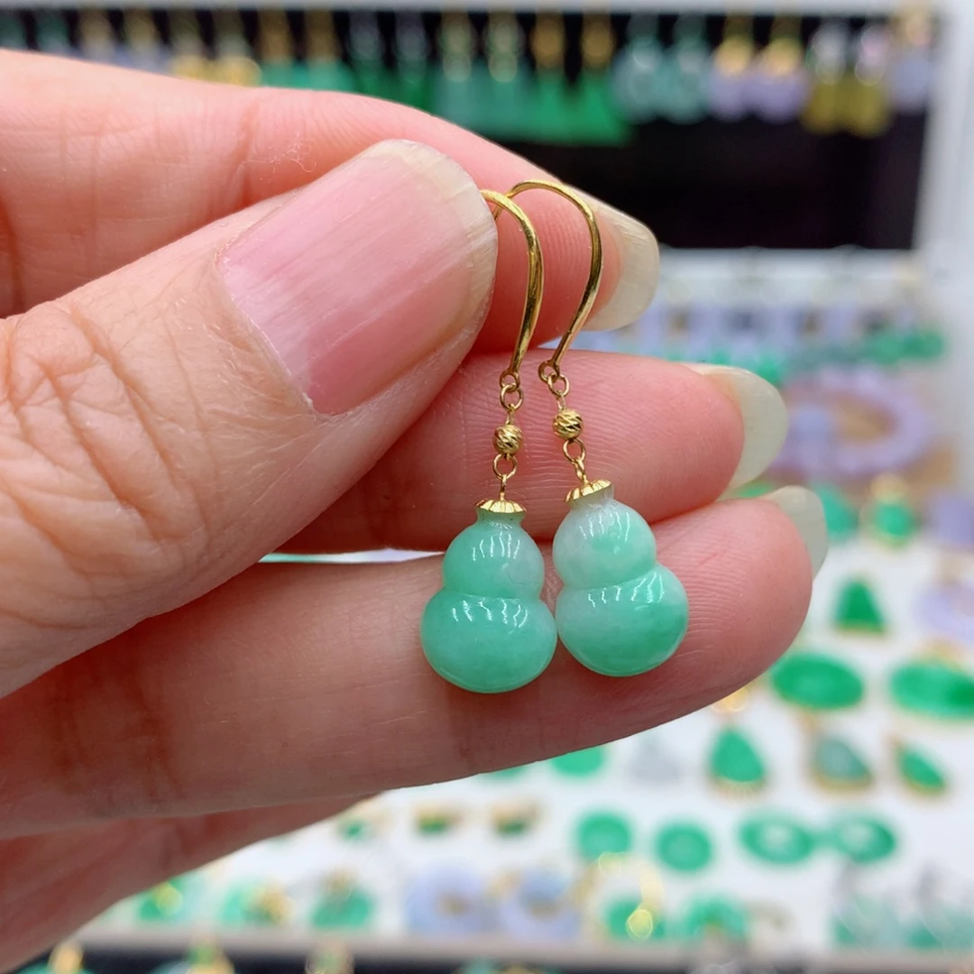 翡翠18K金镶嵌耳饰