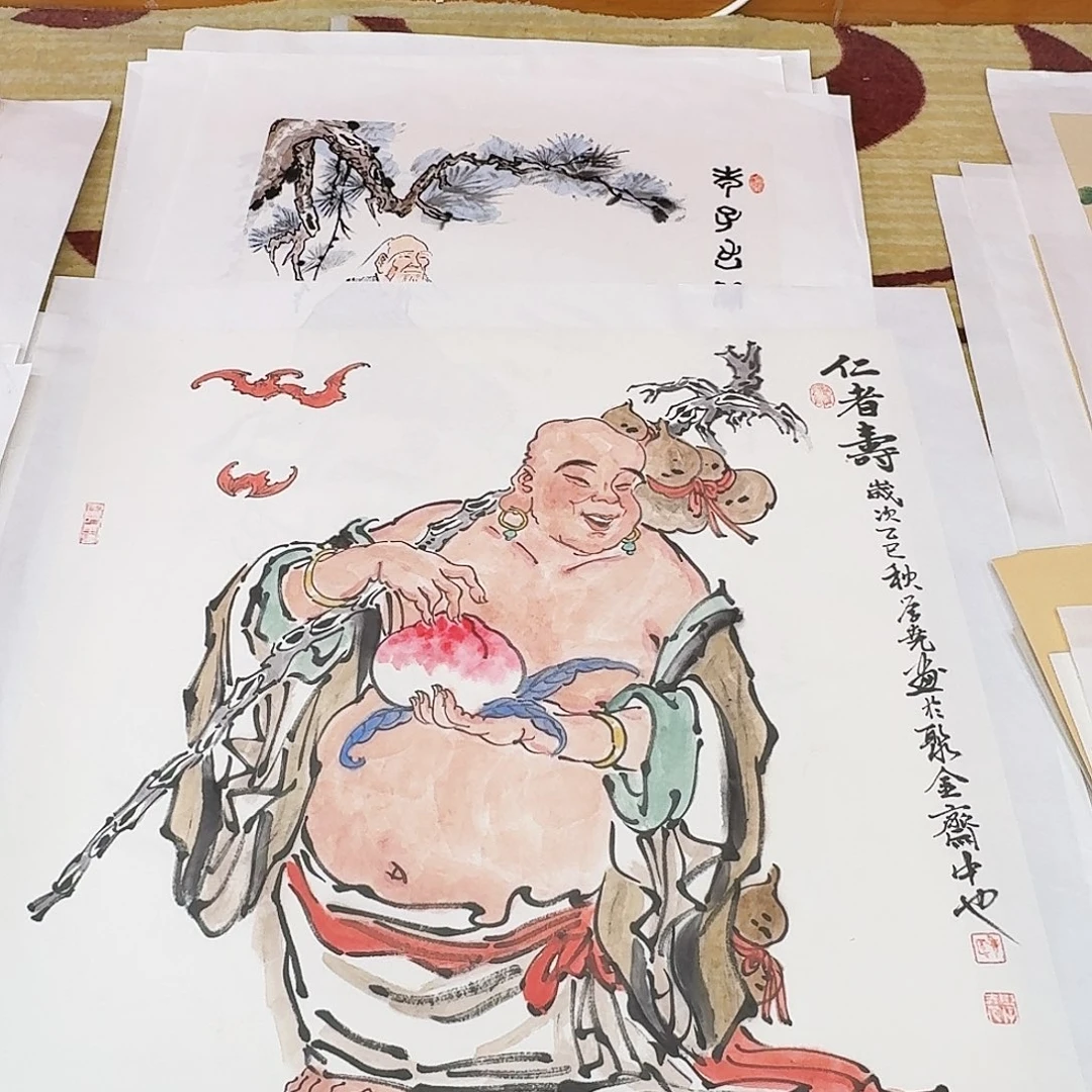 国画四尺斗方手绘作品
