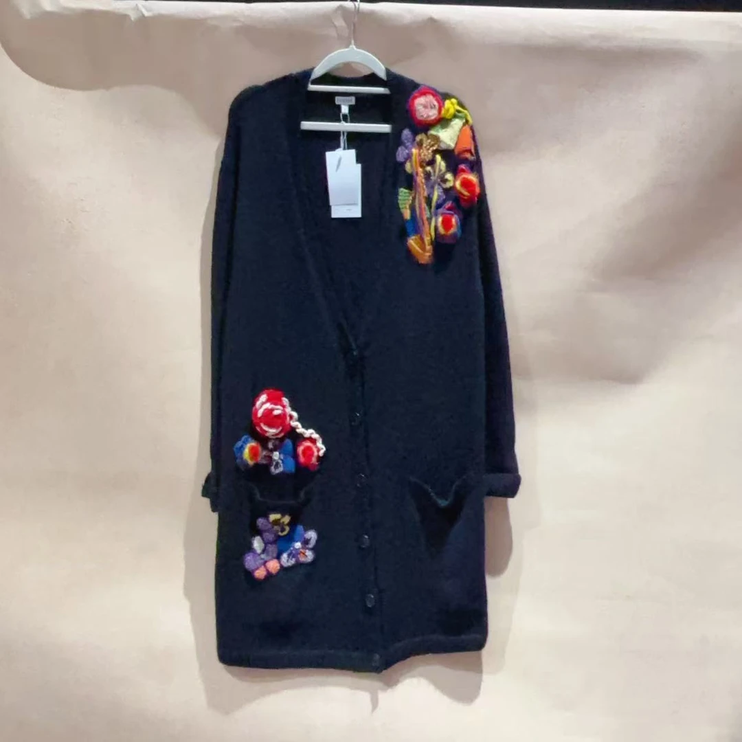 95新 LOEWE/罗意威  蔚蓝/长款毛衣外套xs码