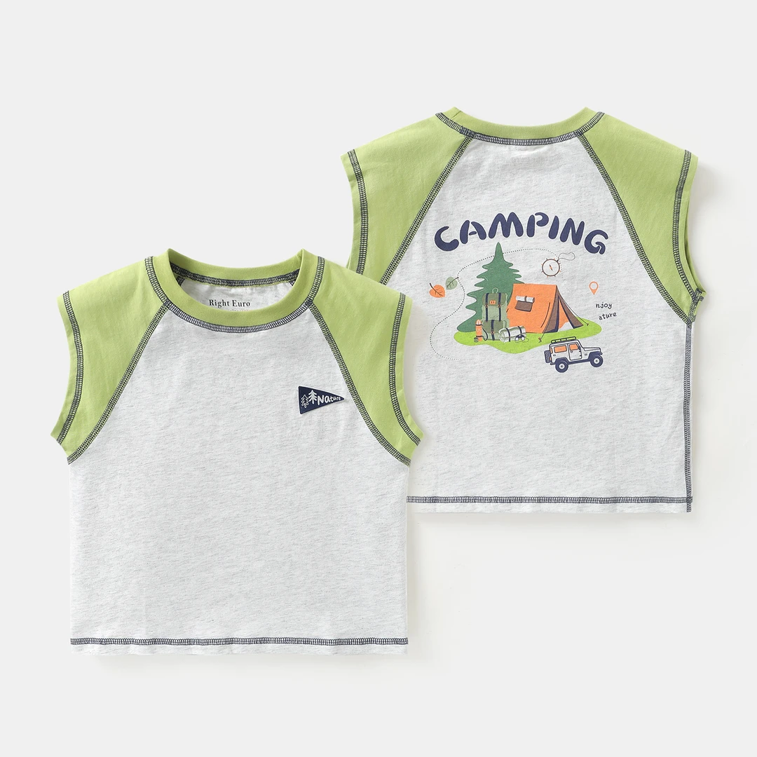 男童山系抗菌无骨印花背心夏季新款童装儿童宝宝小童夏上衣U16838