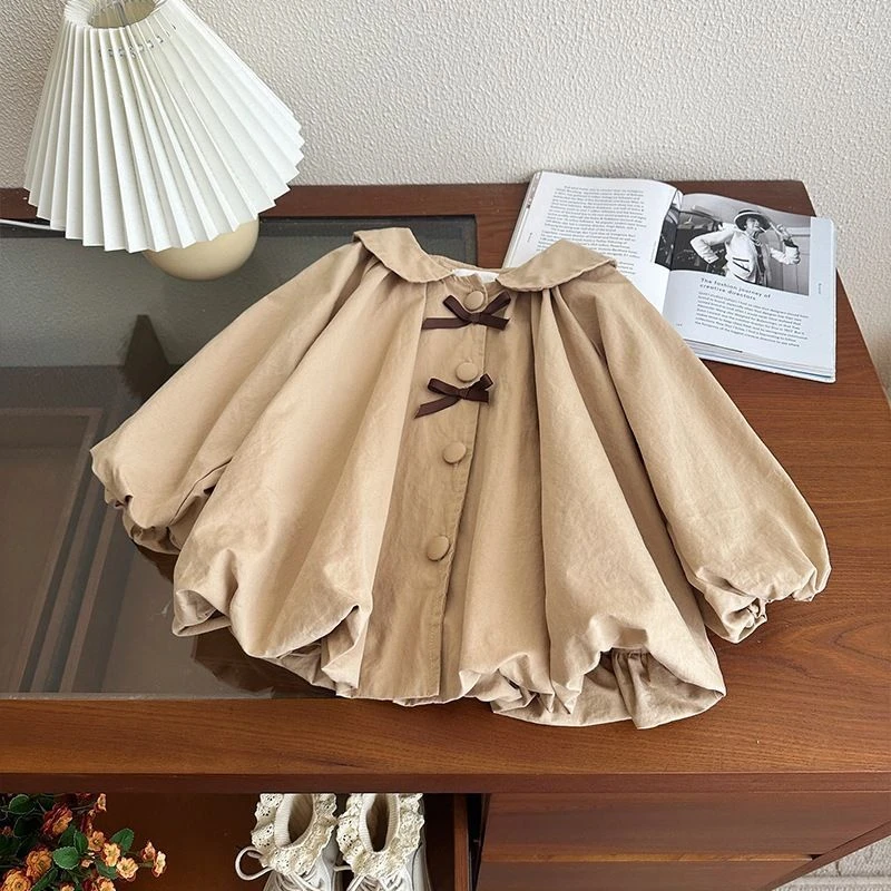 女小童风衣中长款2025春装新款女孩韩版洋气上衣女宝宝春秋季外套