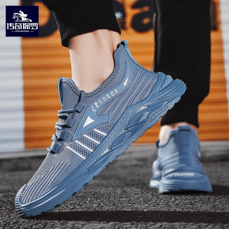 传奇保罗男鞋2025新款网面透气男士鞋子男休闲厚底增高运动潮鞋男