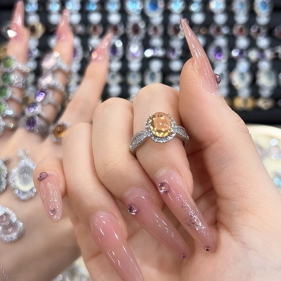 岫玉银S925镶嵌戒指星*