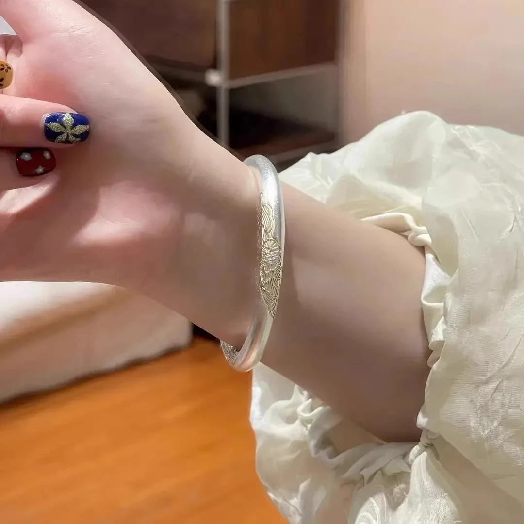 999.9繁花似锦素圈银闭口