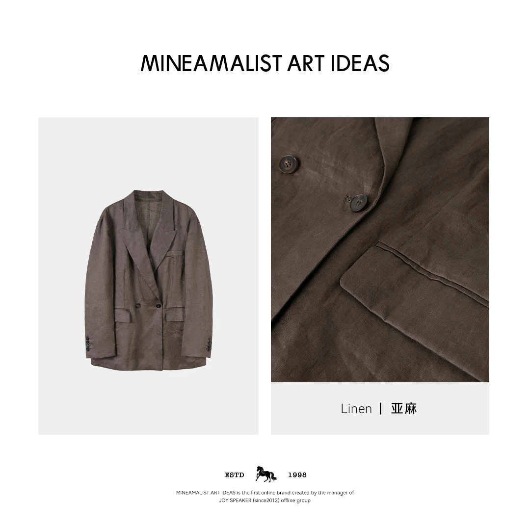 MINEAMALIST ART IDEAS夏季翻领双排扣亚麻西装外套1847M