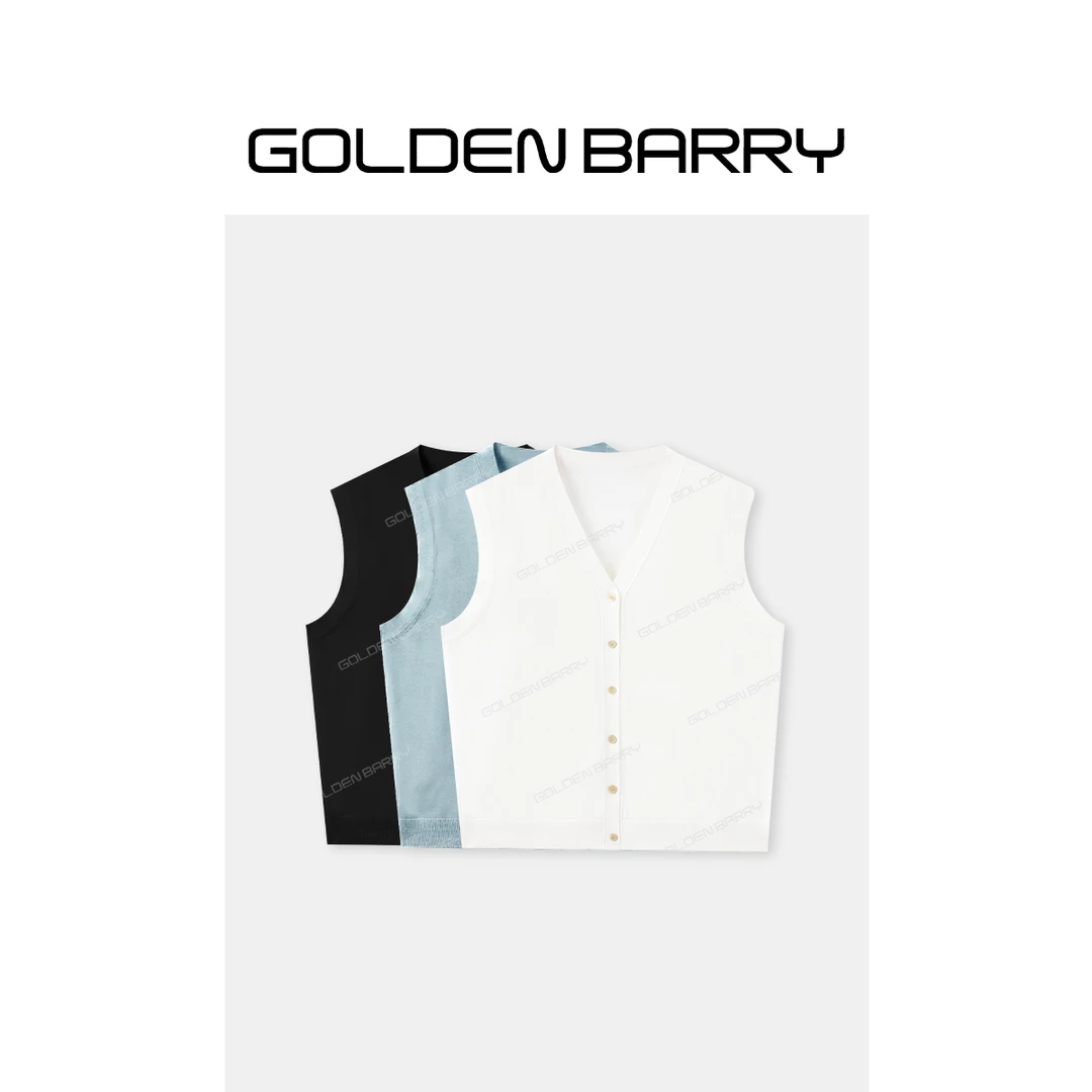 GOLDENBARRY「温叙流年」三醋酸针织开衫背心GB060715004