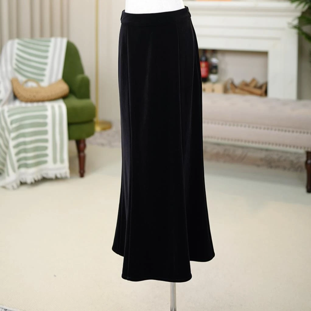 包迦【秋冬加厚】高级感松紧腰金丝绒显瘦小鱼尾裙半身裙YLQ9316135