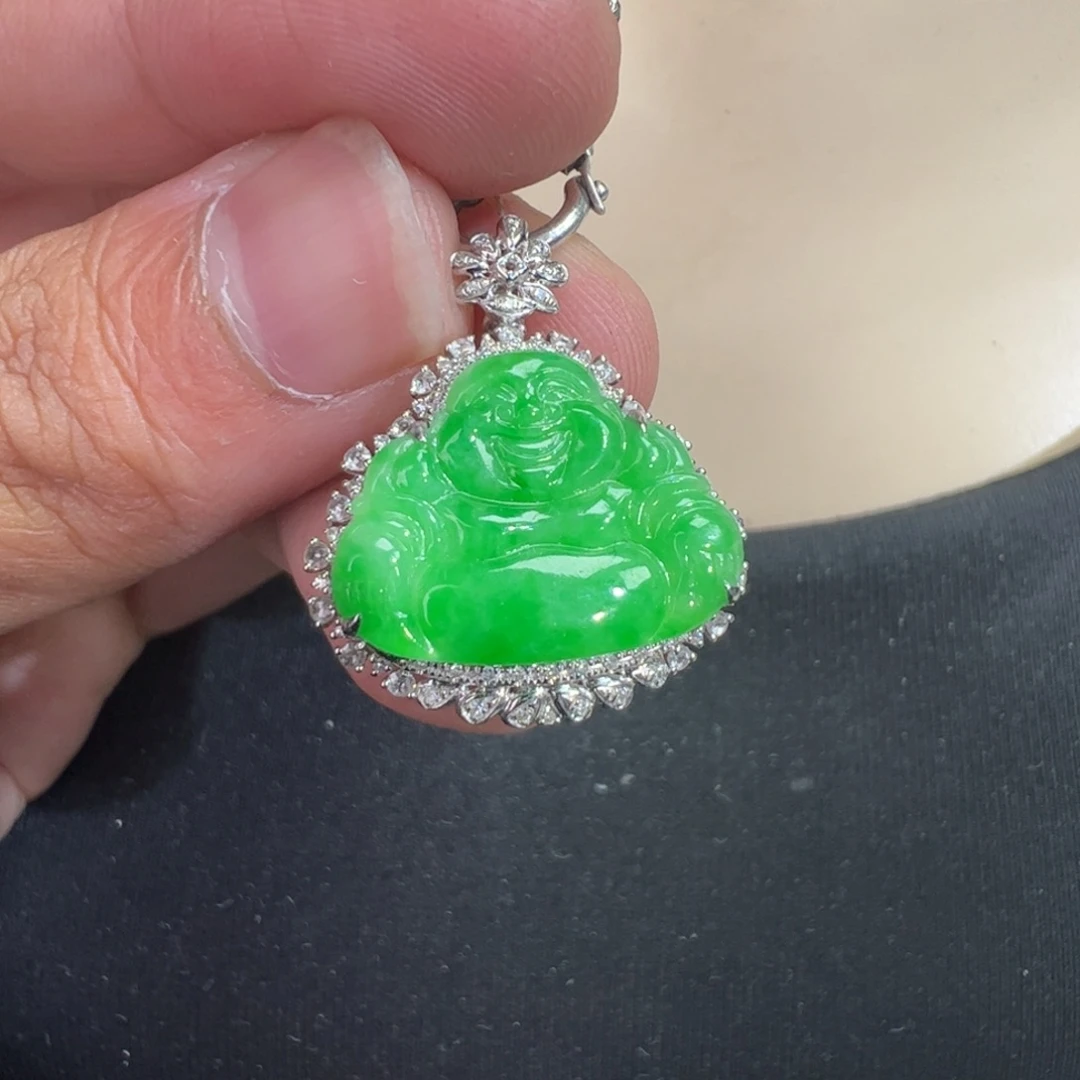 翡翠18K金镶嵌吊坠(不含链)