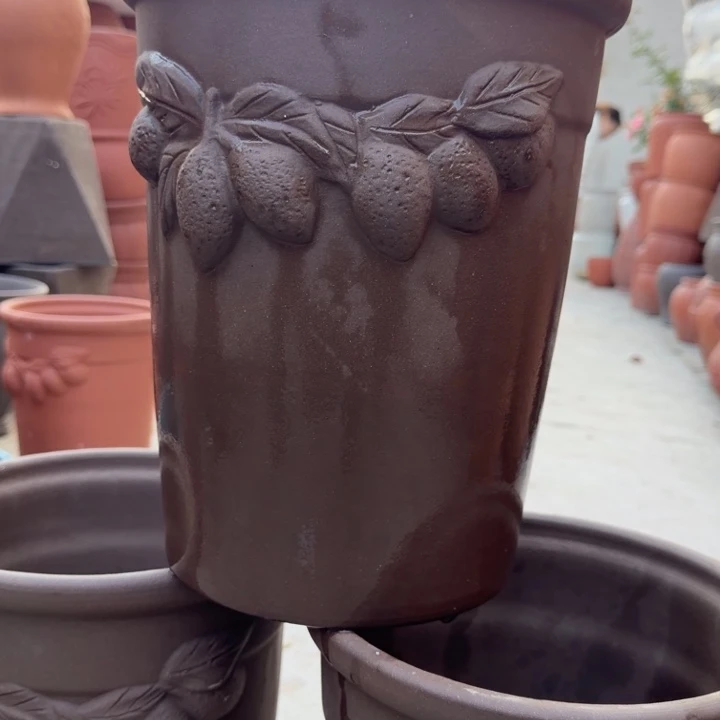 岁***安紫砂花盆口25高31宜兴紫砂瑕疵粗糙花泥一只