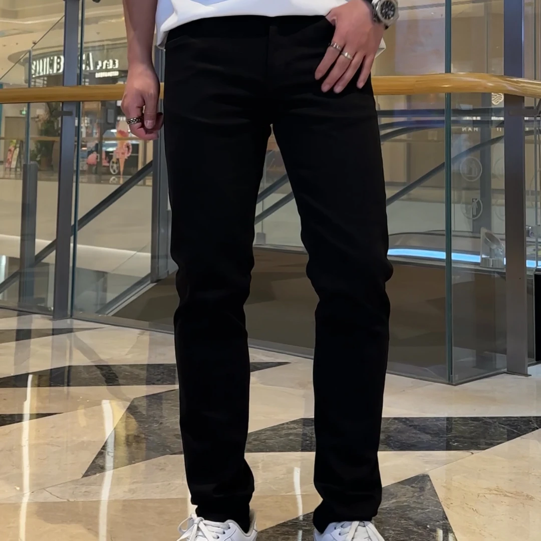 2025夏季薄款弹力纯黑显瘦男牛仔裤百搭轻奢休闲修身小直筒裤
