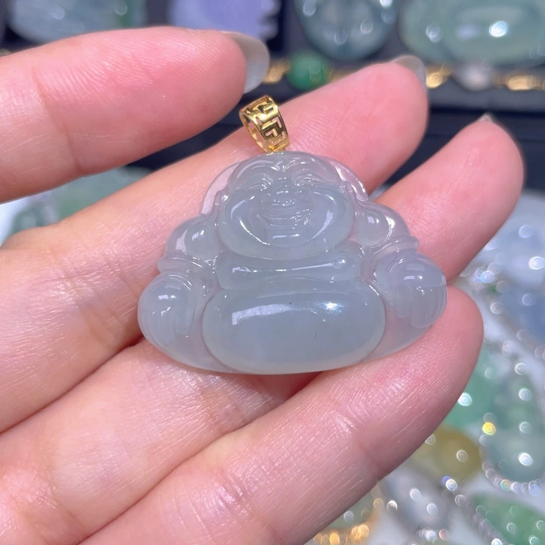 颈饰18K金镶嵌翡翠翡翠