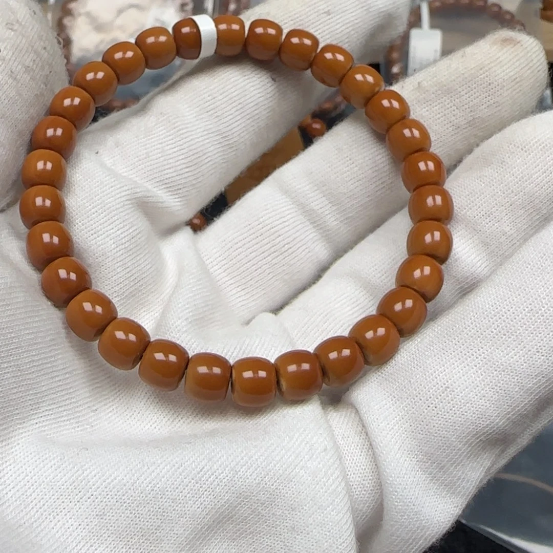 三***羊手串橄榄核老挝单圈极限弧三花7.5mm