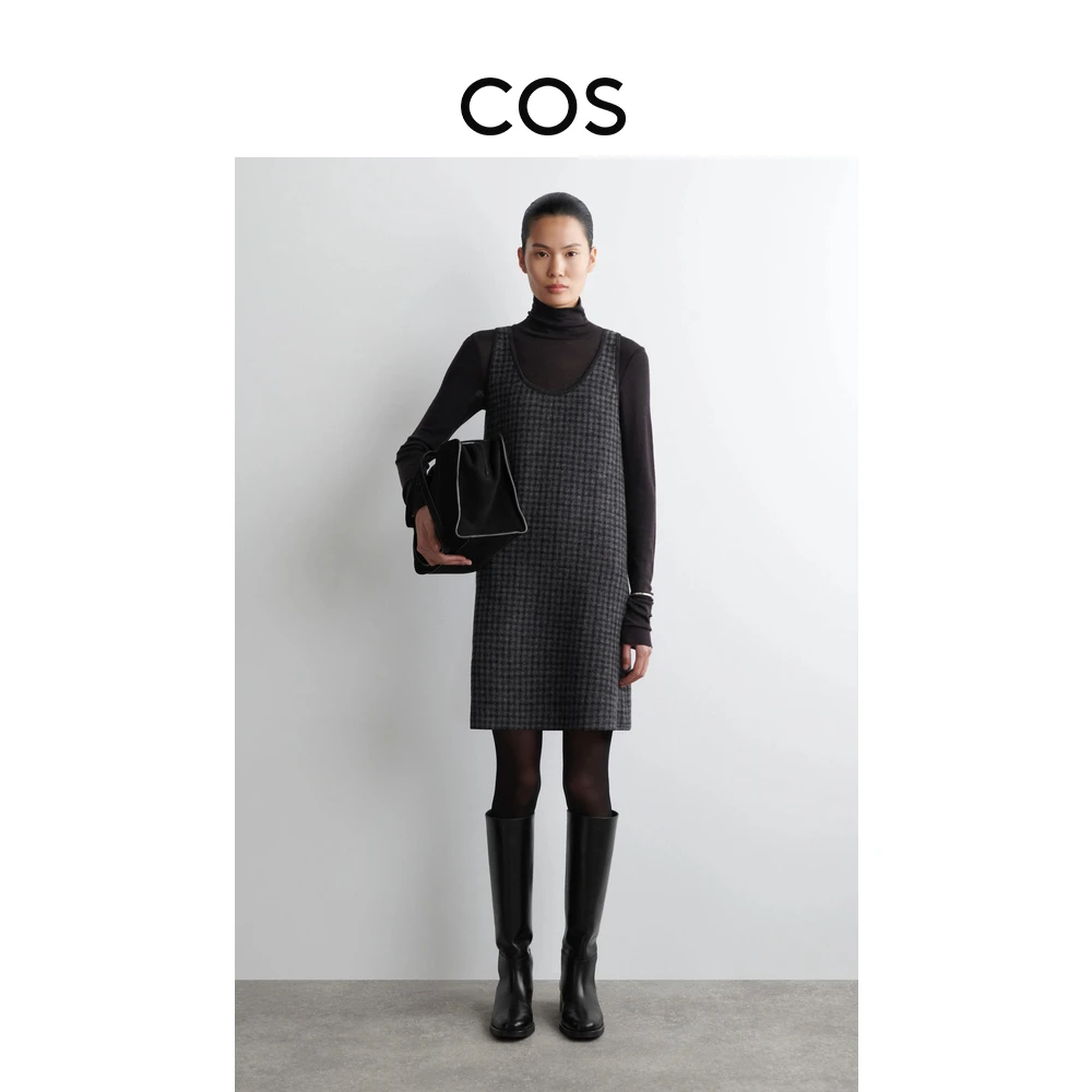 COS女装 标准版型美利奴羊毛迷你连衣裙2025秋季新品1315180001
