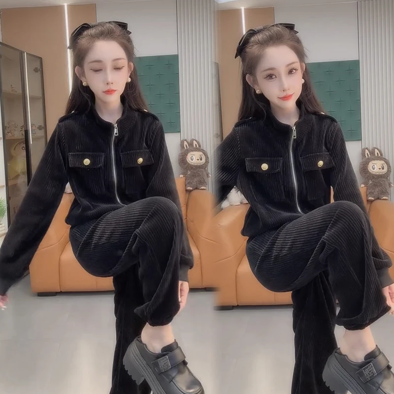 2025秋季新款时尚显瘦气质网红高档套装女高级百搭宽松大码两件套