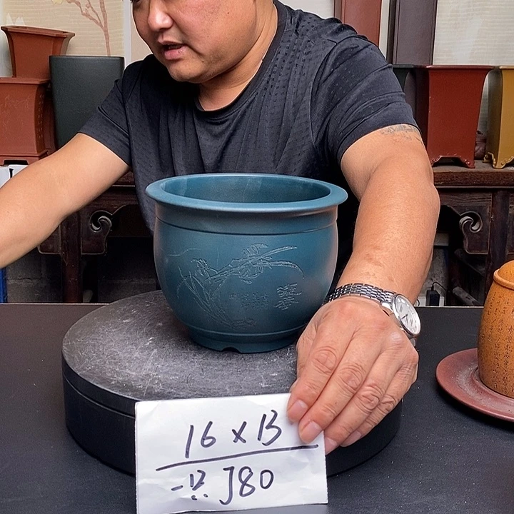 紫砂花盆货号一只J80