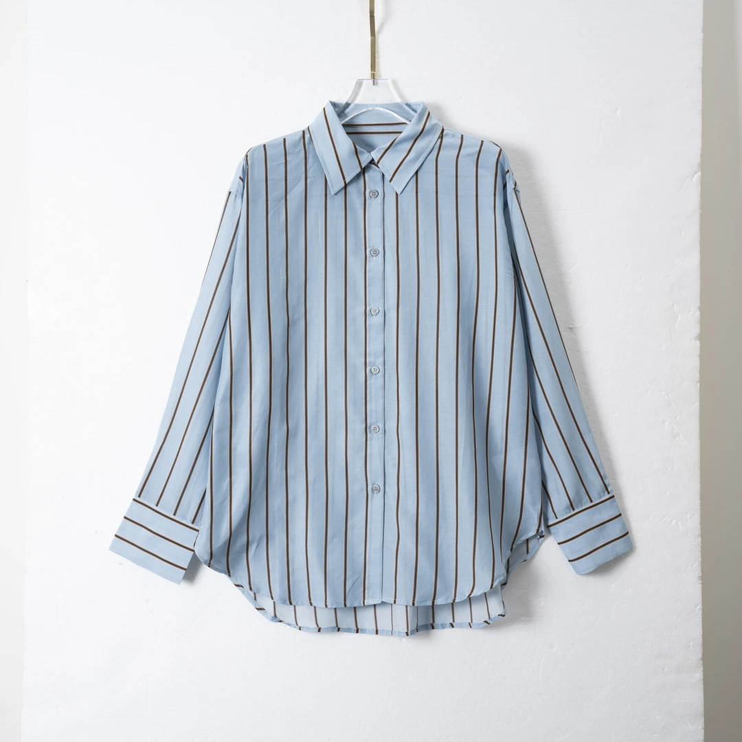 【素姐高定】空气蓝法式细条纹衬衫SSZ102831