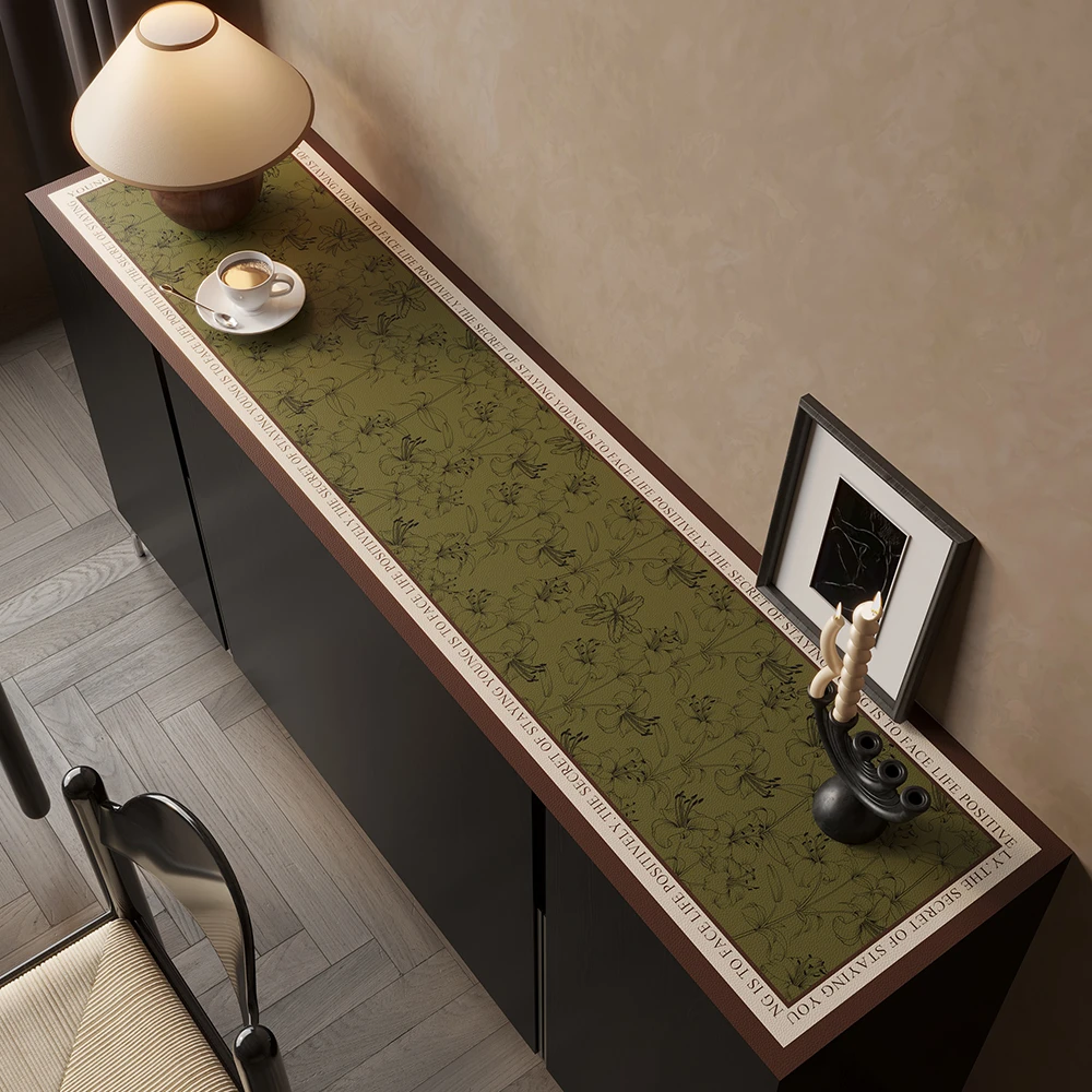 中古风复古电视柜餐边柜桌垫台面保护垫鞋柜皮革防脏桌布玄关垫子