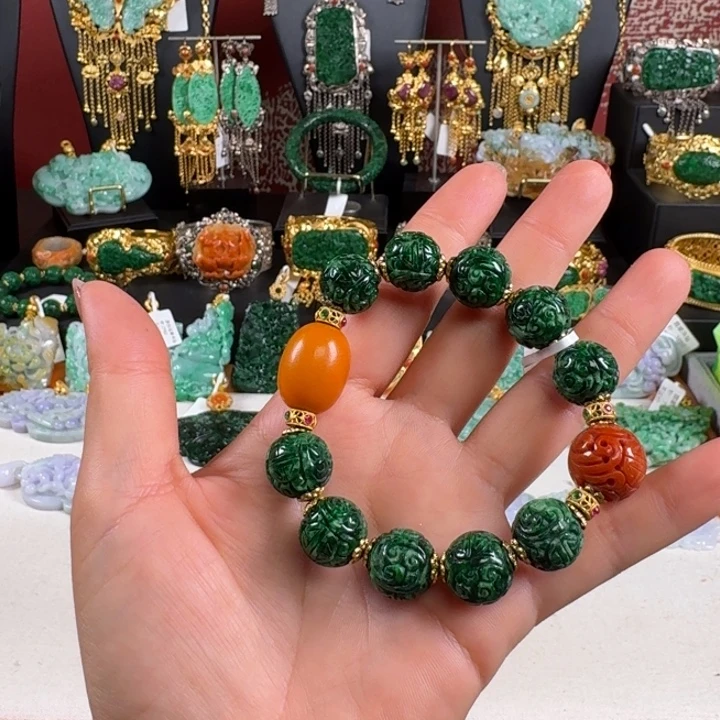 翡翠银S925镶嵌颈饰手串