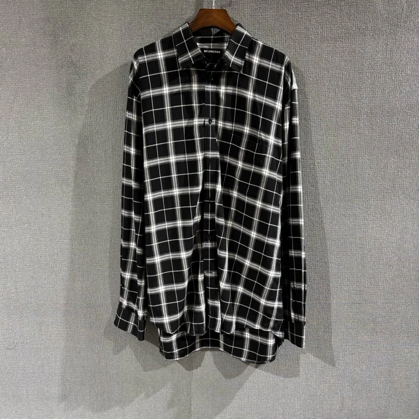 99新 Balenciaga/巴黎世家 （pm）背后印花格纹衬衫 37码/5806