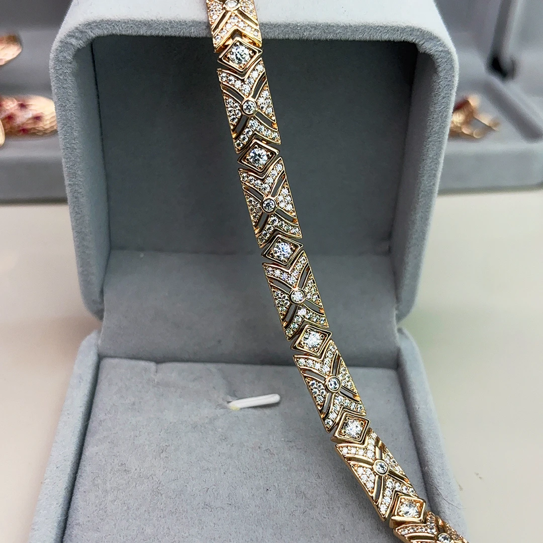 铜合金锆石手链 新款镀俄罗斯585紫金气质款手链