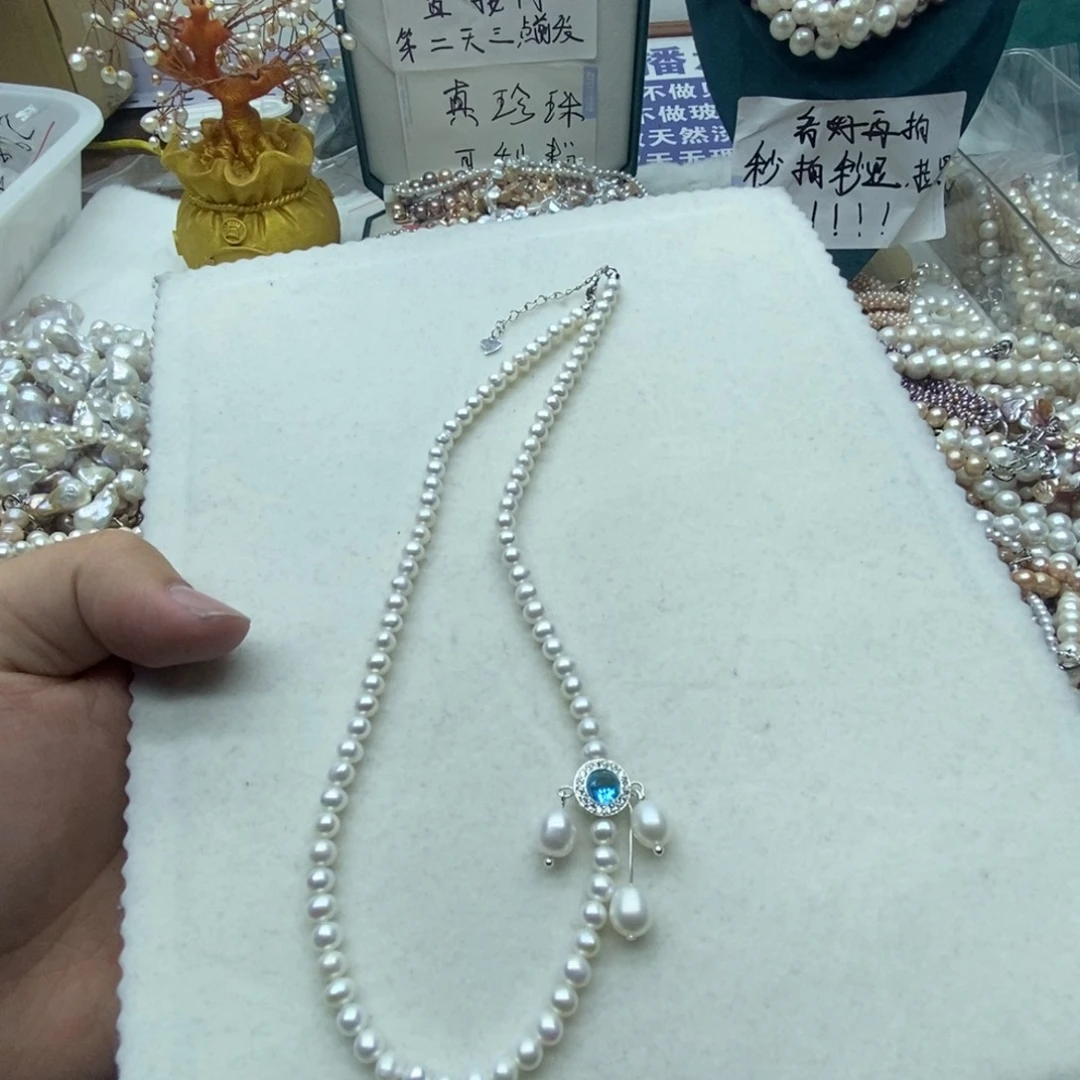 天然淡水珍珠无人工干预银S925镶嵌淡水珍珠2