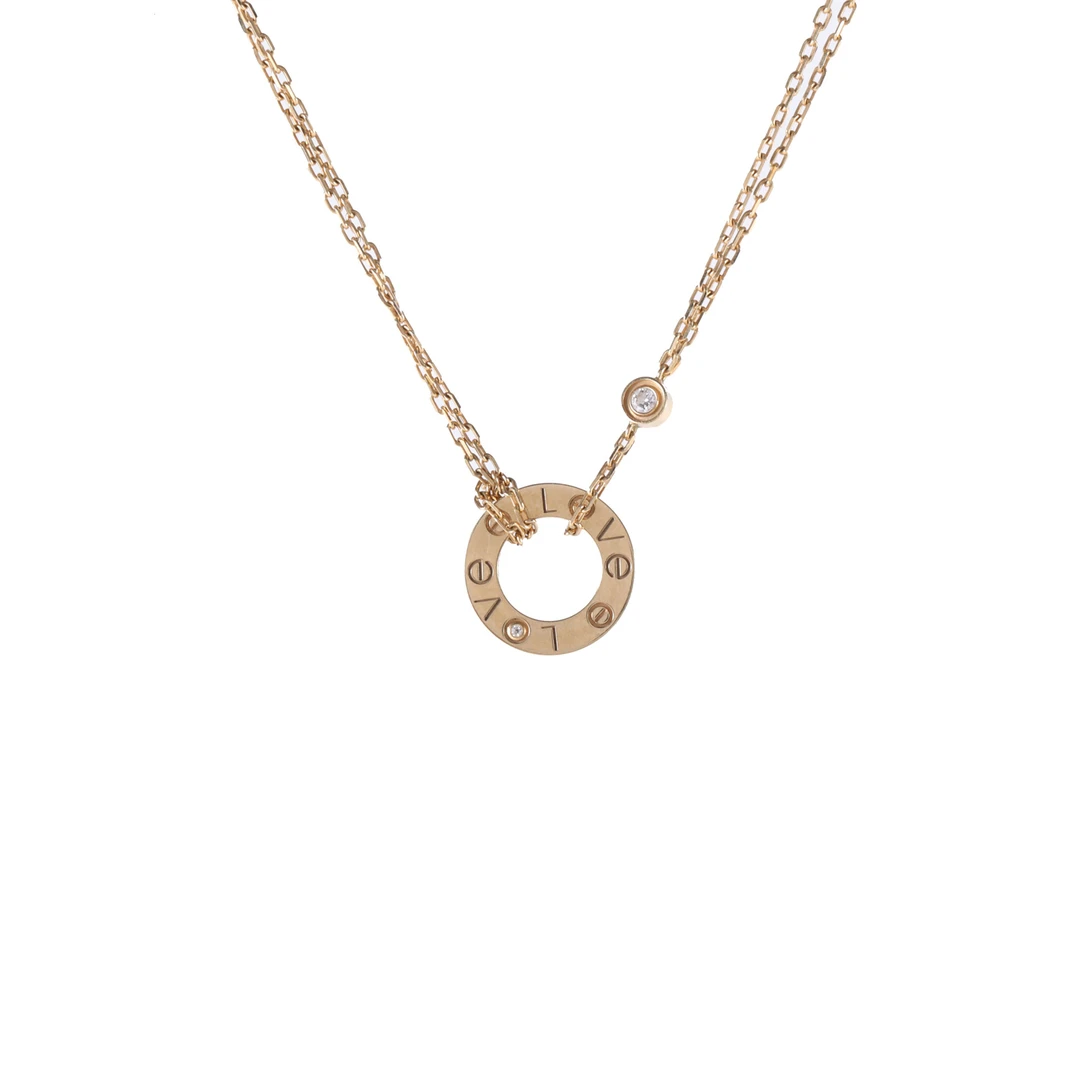 99新 Cartier/卡地亚 【念念特价】LOVE 小饼 镶嵌2颗钻石项链 黄金
