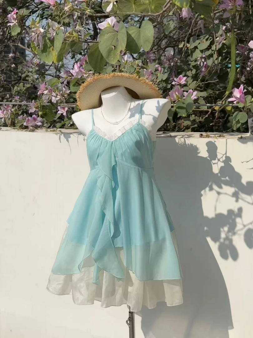 POSHOP  人鱼恋歌 vintage复古雪纺上衣套装  显瘦夏季上衣两件套