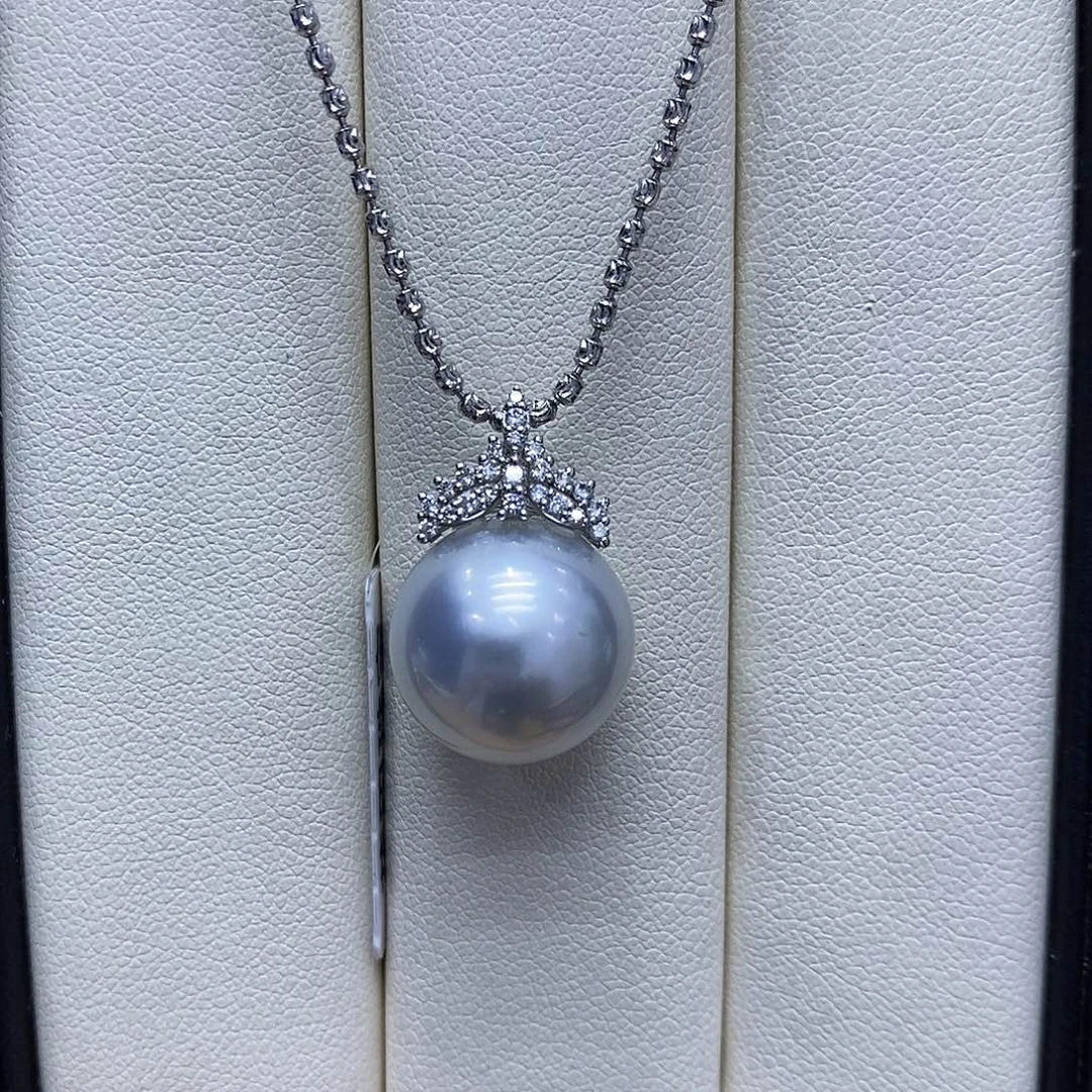 吊坠(不含链)18K金镶嵌海水珍珠14到15点位澳白