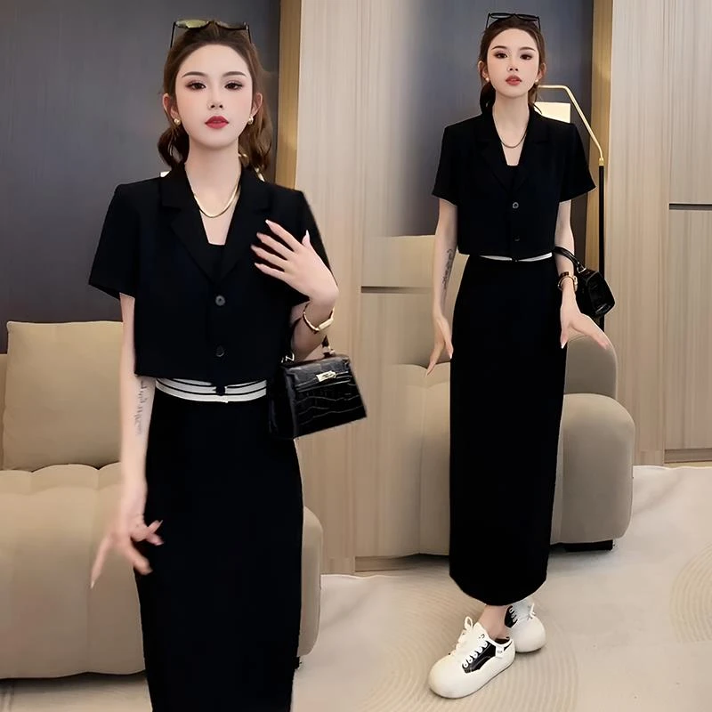 哥弟阿玛施正品时尚西服套装女士2025夏装新款小个子短款小西装半