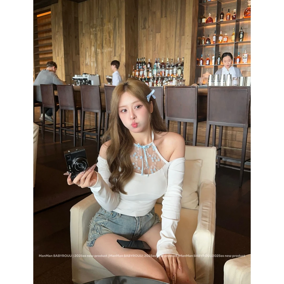 温与柔【现货】【花房少女-春日首发】性感打底衫短款蕾丝上衣裤裙