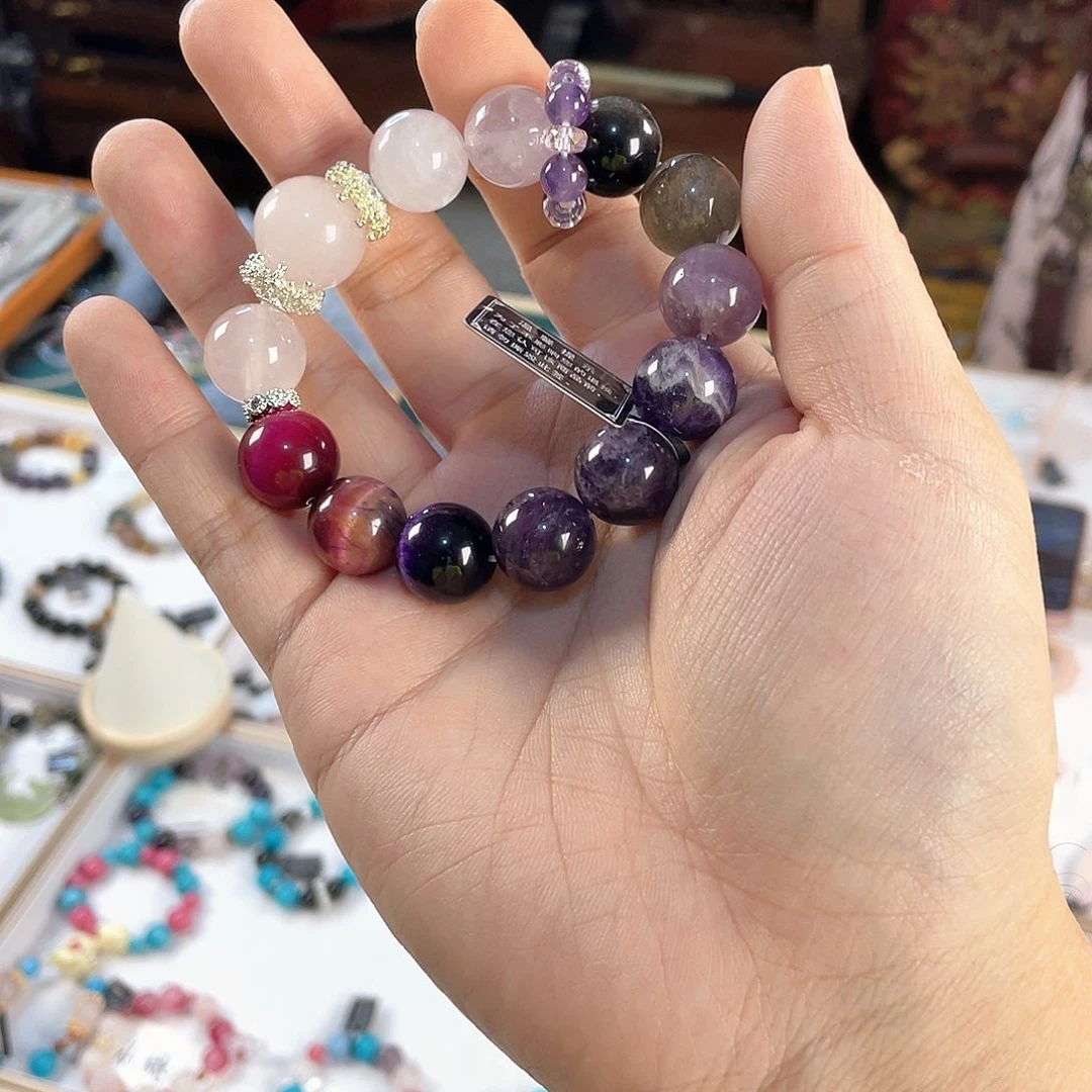 水晶手链银S925镀金镶嵌