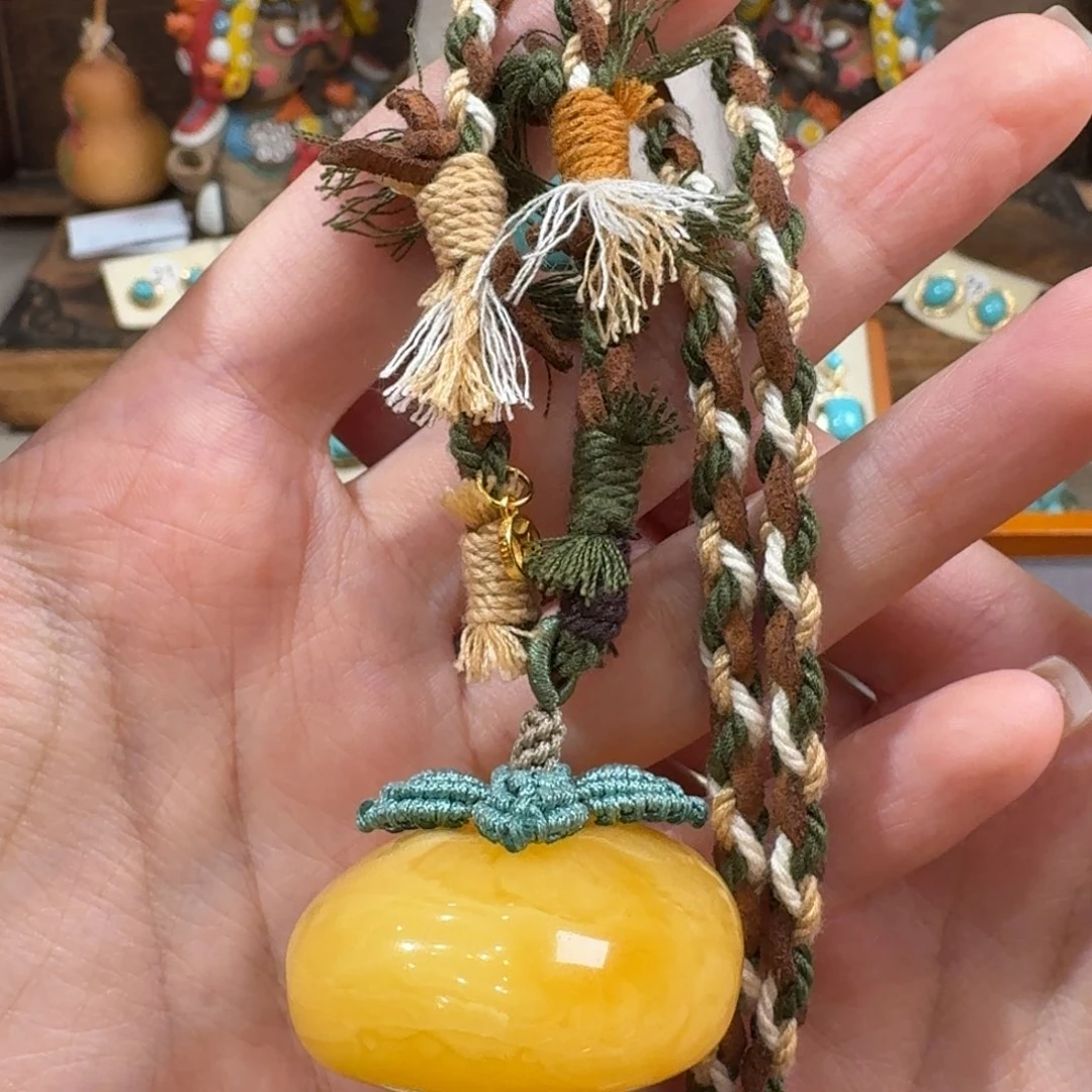 蜜蜡项链银S925镶嵌